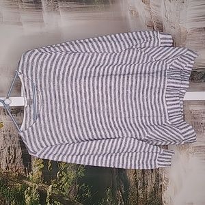 CJ Banks Womens 1X blue white striped long sleeve winter comfy sweater